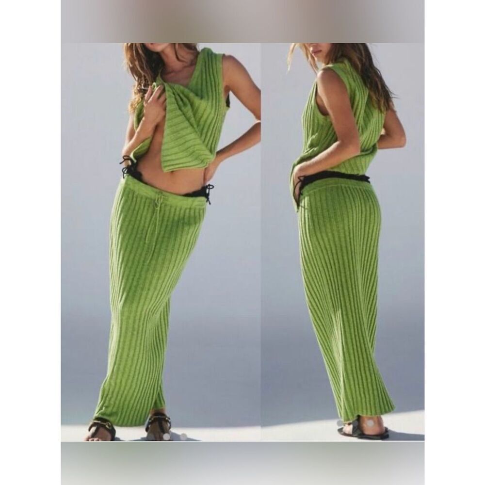 Free People Beach Veda Sweater Skirt in Green Size small